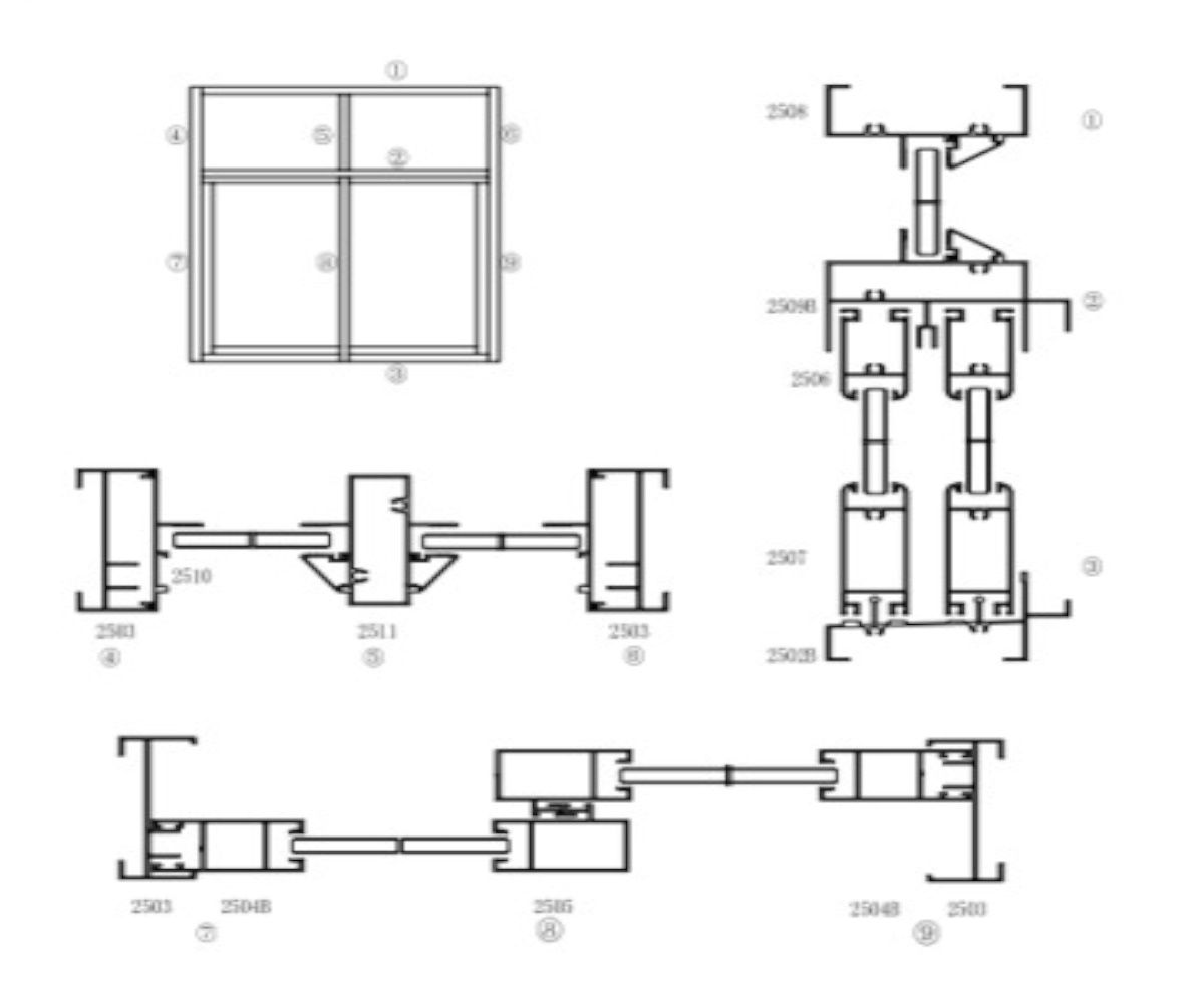 Aluminium Sliding Window Profiles 70A